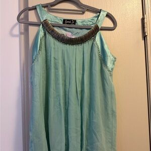 Hannah Aqua Sleeveless Top with Chain Detail